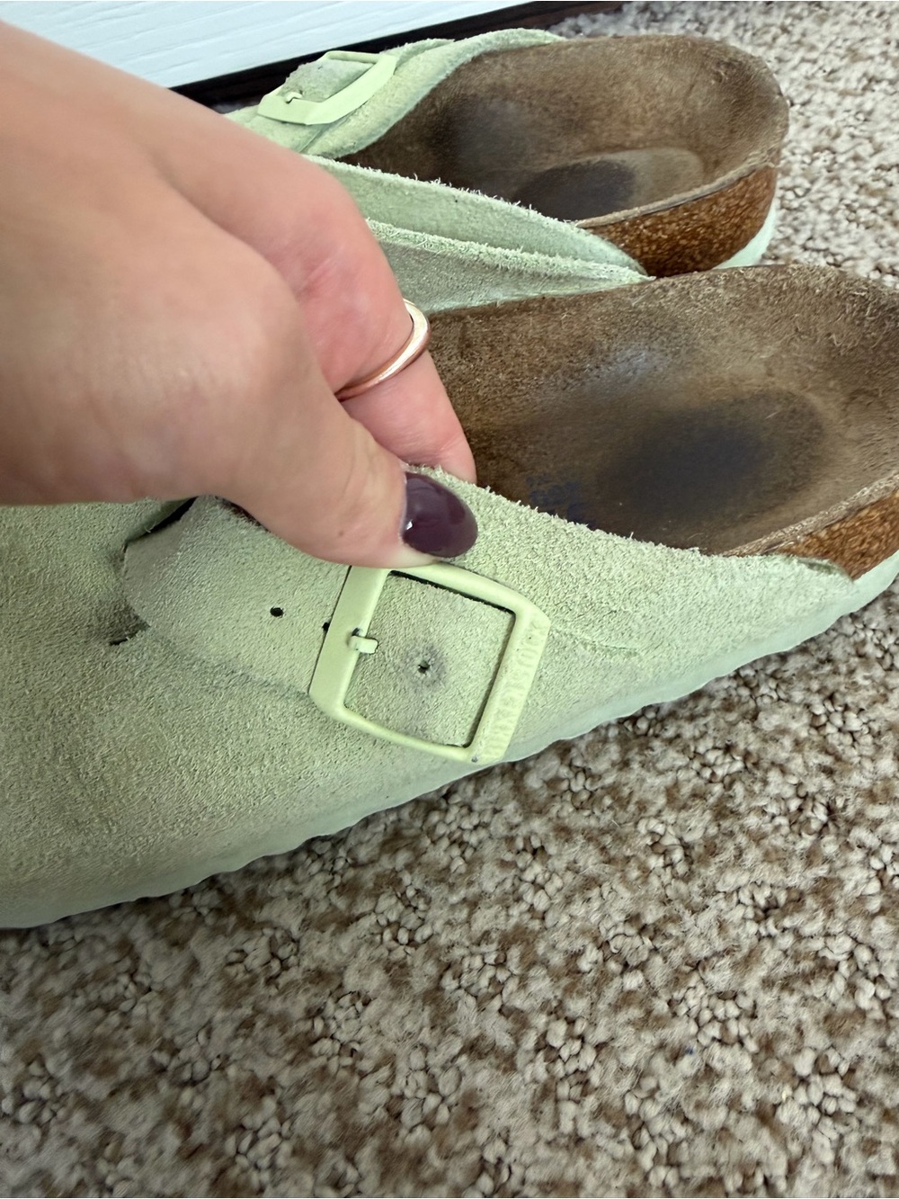 Birkenstock Bostons Suede in Green - Picture 4 of 12